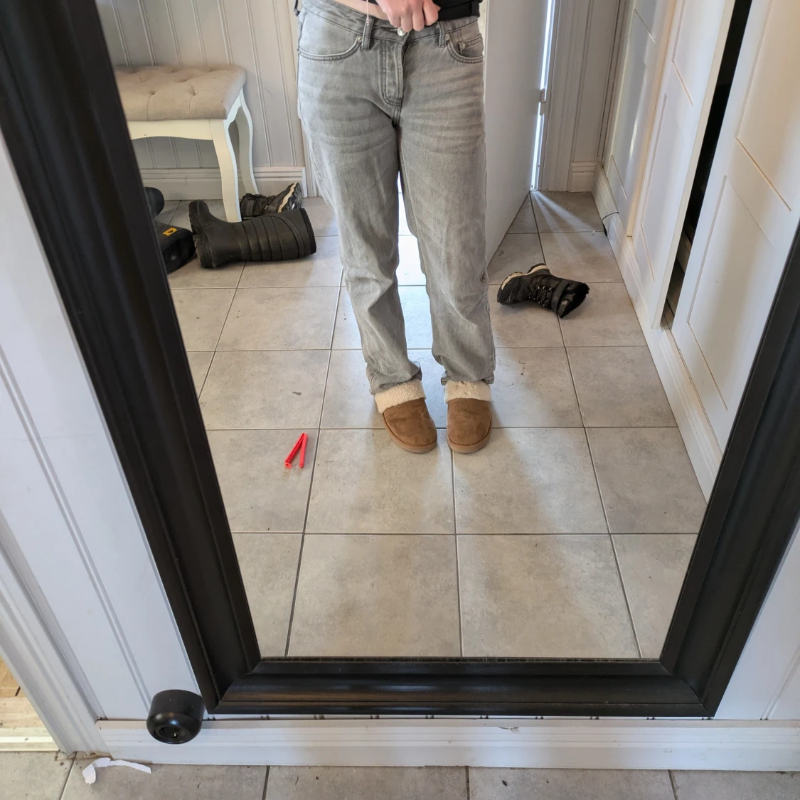 Low rise gråa jeans - 1