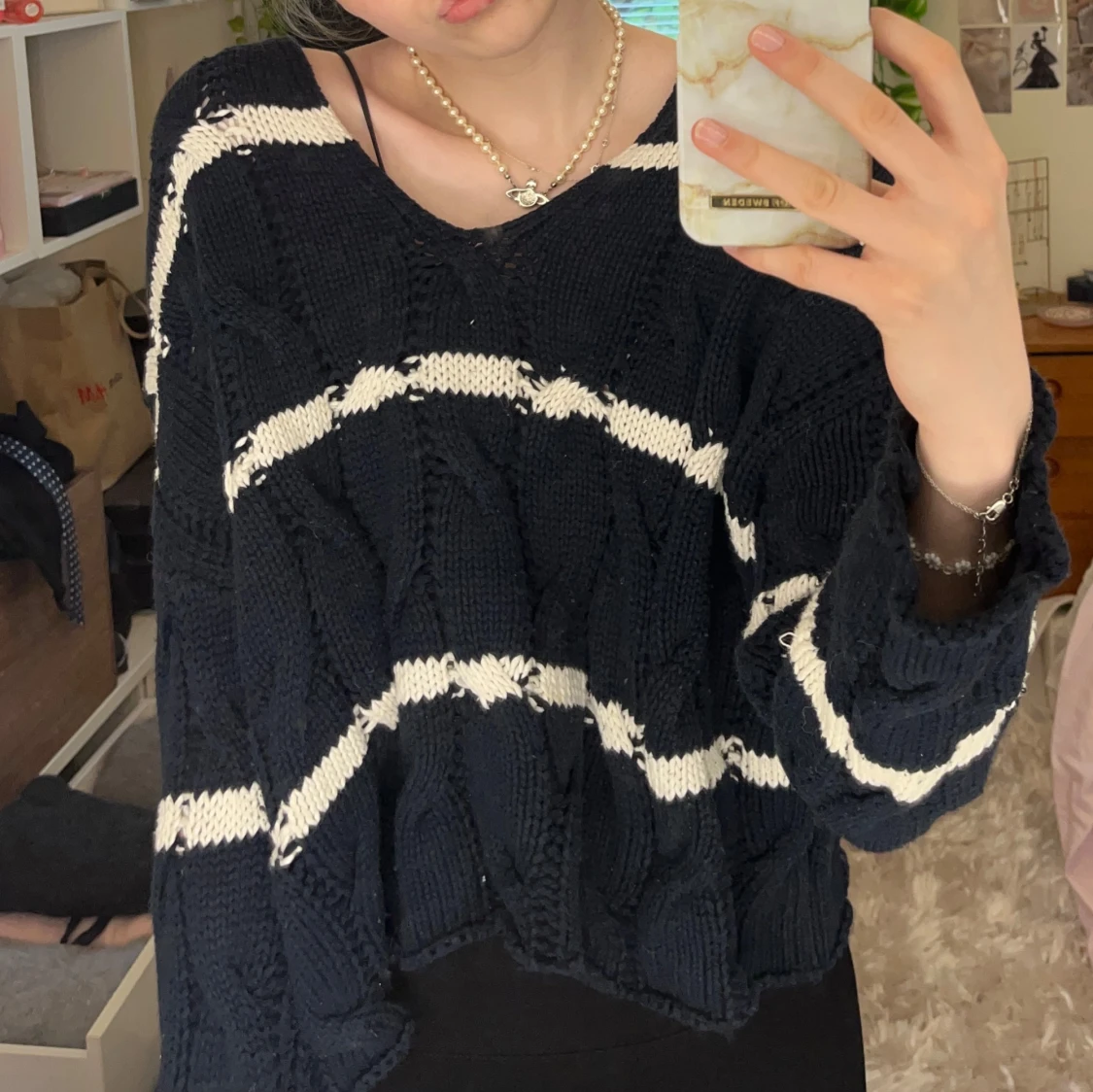 Randig kabelstickad tröja från Zara - 2