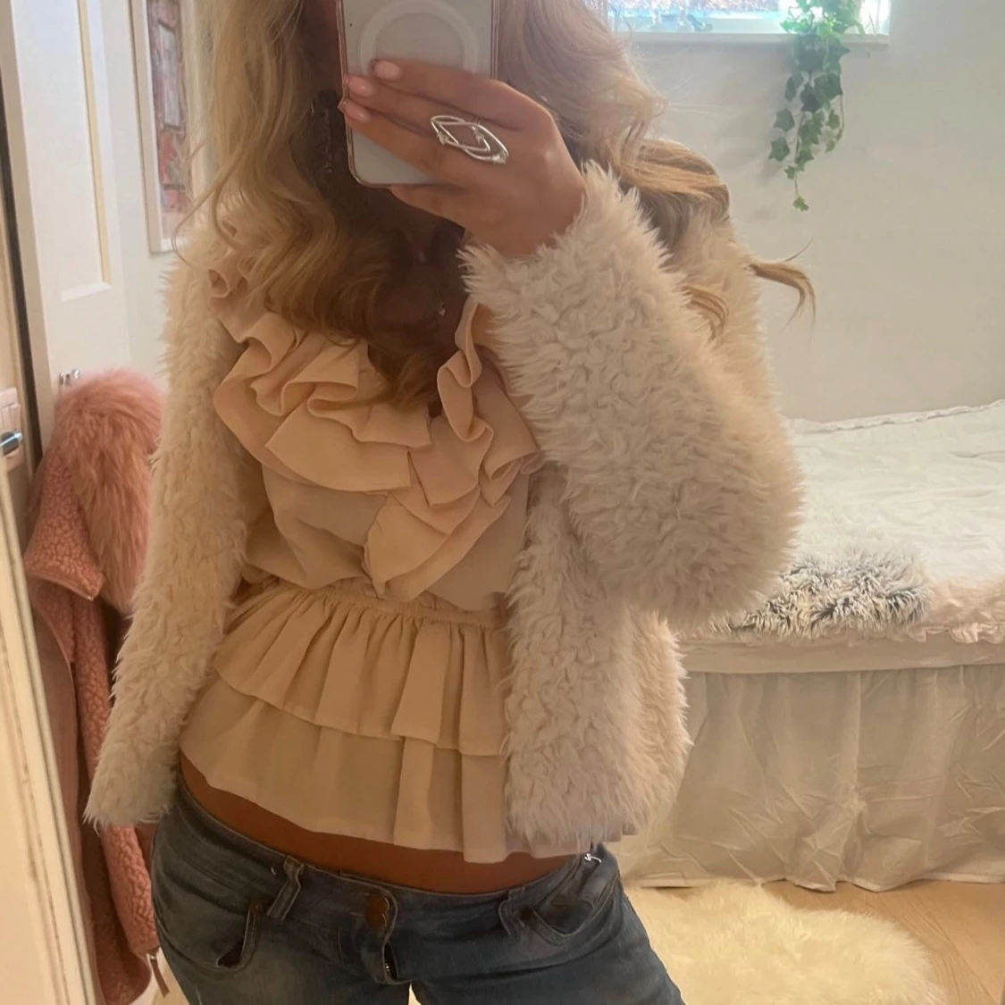 Supertrendig volangblus från H&M i blått  - 3