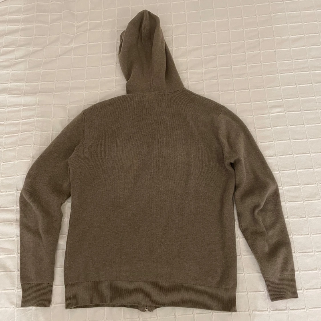 Beige stickad zip up hoodie - 3