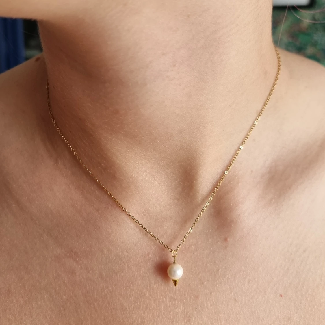 Guldhalsband med pärlhänge - 1