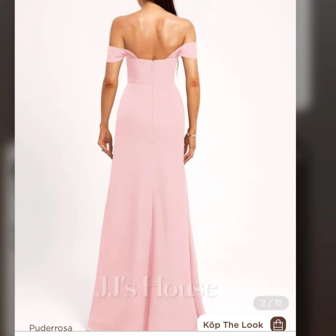 Lång puderrosa offshoulder klänning med slits, pris kan diskuteras! - 1