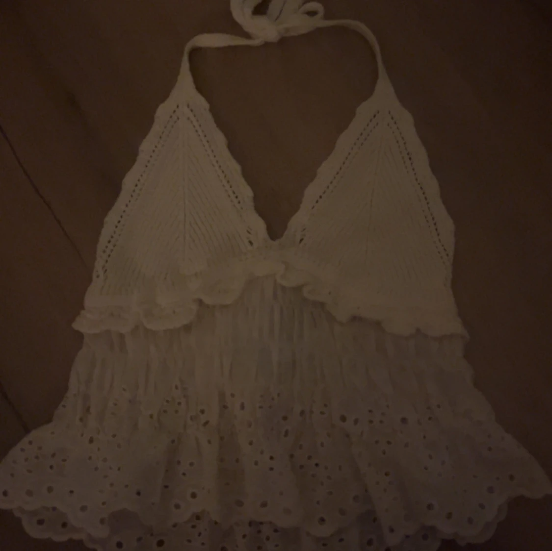 Vit spetsig linnetopp från Zara XS