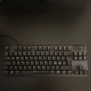 Svart mekaniskt tangentbord - Säljer ett kompakt svart mekaniskt tangentbord från Steelseries (Apex Pro) och numeriska knappar på sidan. Tangentbordet har låg profil och ansluts med kabel. Perfekt för gaming eller skrivbordsarbete.