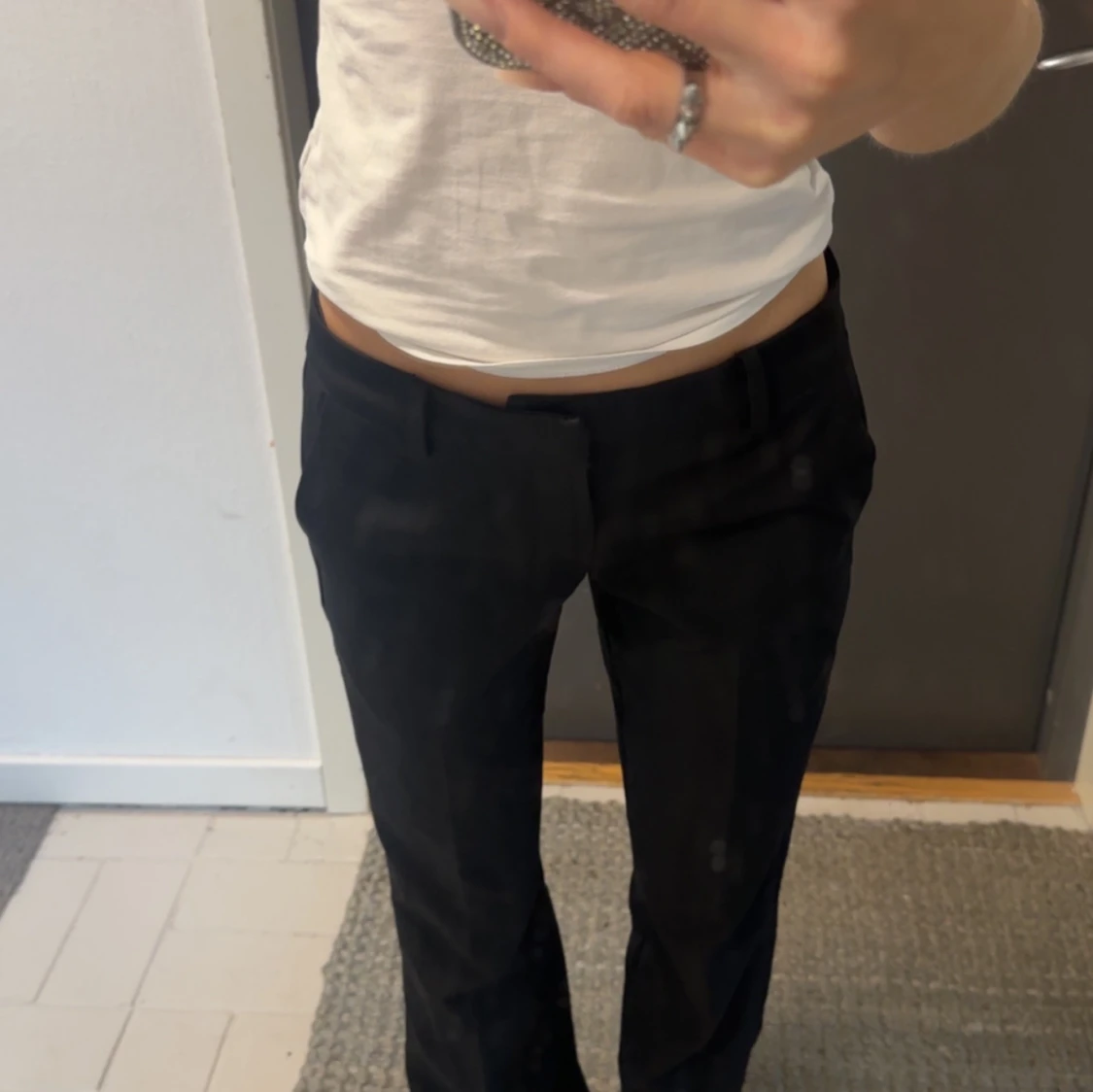 Svarta kostymbyxor med rak passform - 1