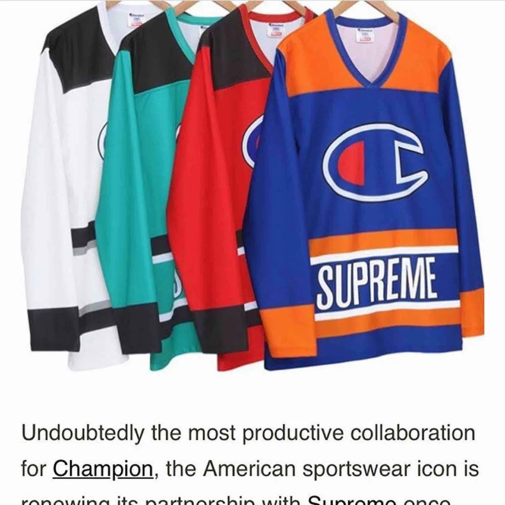 Supreme x Champions hockey jersey i superfint skick! Frakt på 50kr tillkommer och priset går såklart att diskutera :). Skjortor.