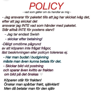 Policy  - Mina köpvilkor