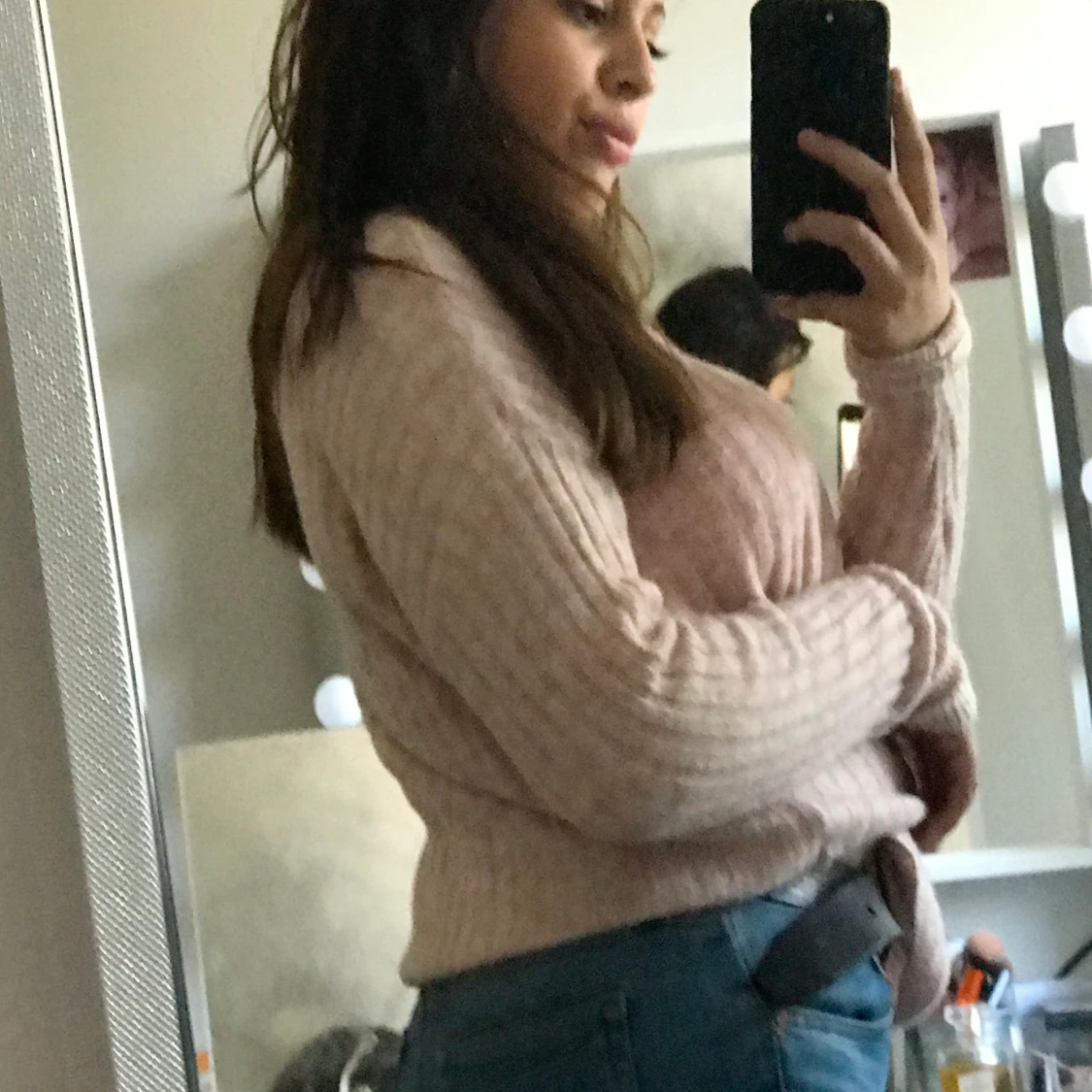 Baby rosa stickad tröja - 91