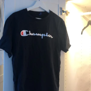 Svart Champion t-shirt i storlek L - Köptes för ett år sen ungefär. Använts som myströja eller till jeans. Sitter lite oversized på mig som är en M. Vid köp av flera t-shirts/toppar blir det paketpris! 