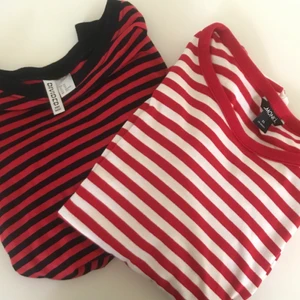 Två randiga tröjor från Monki och HM - Säljer två supersköna tröjor! Den vit-randiga är lite större och den svart-randiga är lite mindre, men båda är i XS. Köparen står för frakten💗