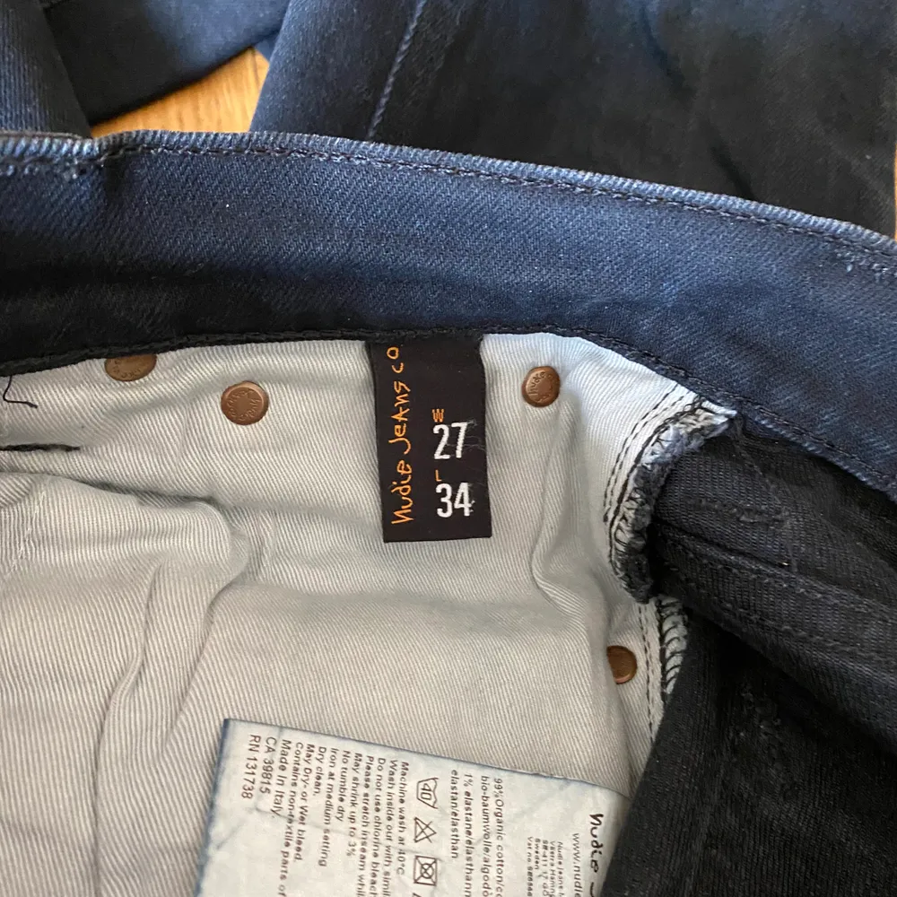 Nudie jeans in great indigo colour. Has been taken up to fit a leg 26/28. Slim straight fit.. Jeans & Byxor.