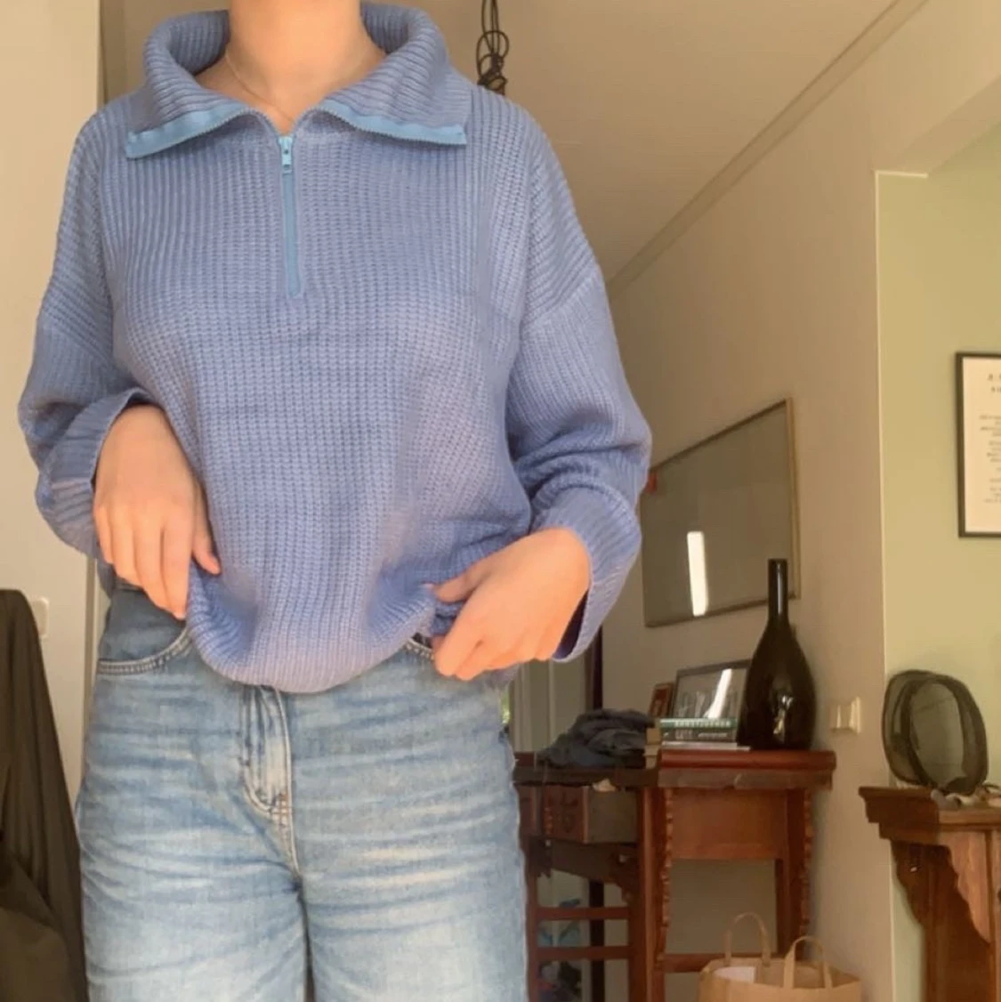 Långärmad tröja med dragkedja