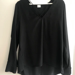 Blus med fin detalj vid halsen.  - Svart blus från Gina Tricot, fin detalj vid halsen . 100% Polyester, lite glansigt tyg. Fint använt skick. Betalas med swish. Frakt ca 50:-