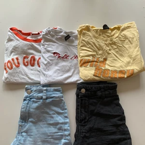 Klädpaket! - Tre t-shirts och två par högmidjade shorts frakt är gratis. om det är möjligt att mötas  kostar paket ändats 250
