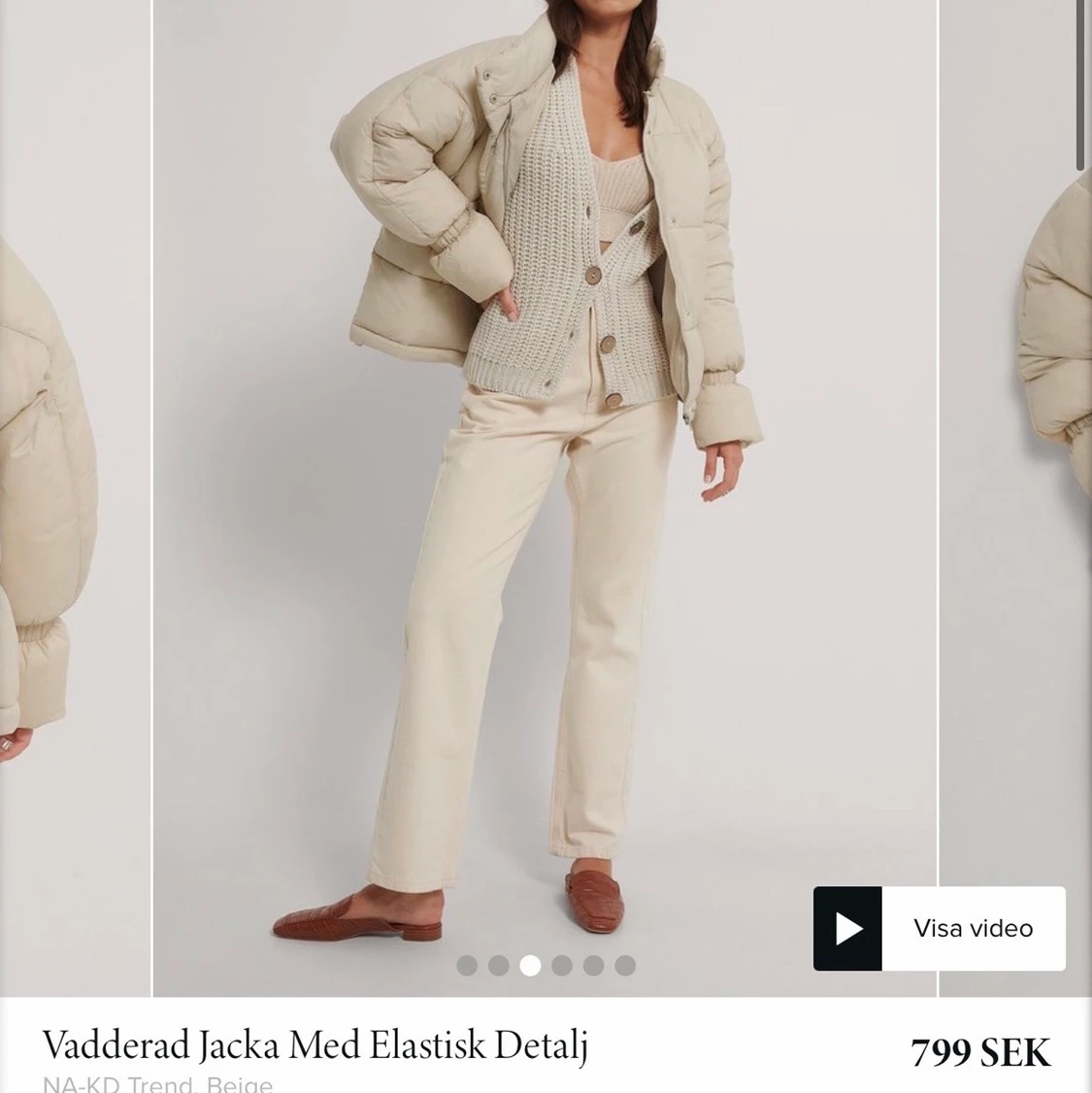 Oanvänd beige pufferjacket från NAKD