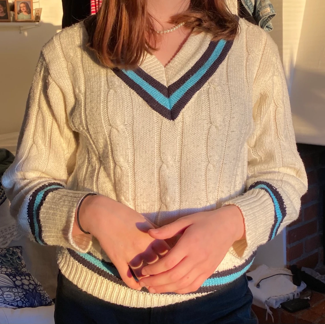 Stickad v-ringad tröja 🥺😍