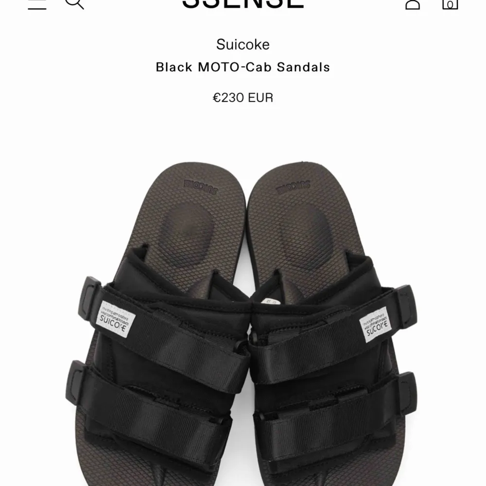 Suicoke sandaler, köpta i somras men i fel storlek. Aaasfeta att ha i sommar, galet bekväma och ganska hype, nypris är 230€ vilket motsvarar typ 2400kr. Skor.