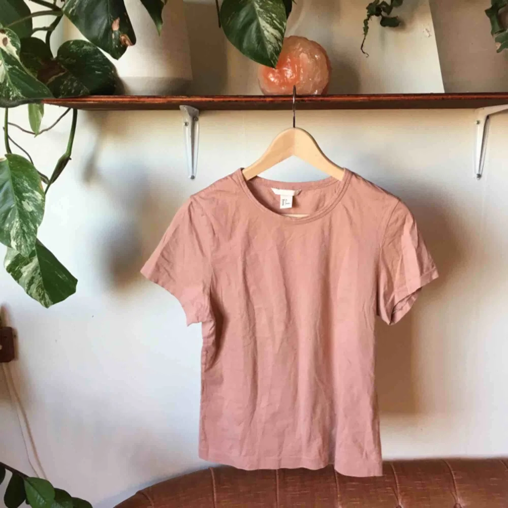 Jättefin t-shirt i trendig ”dusty pink”-färg. Storlek 36. Skick: bra begagnat! Behöver steamas eller så pga legat nedpackad. Är möjligtvis lätt tvättluddig. Därav pris! Doftar lätt parfymerat sv tvättmedel.. T-shirts.