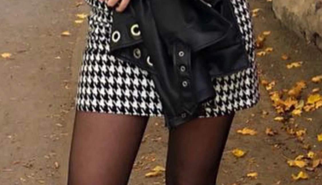 Hundtandsmönstrad kjol  - 91