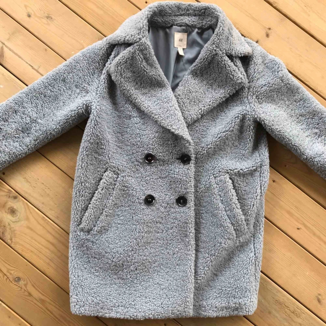 Ljusblå Teddykappa - 90