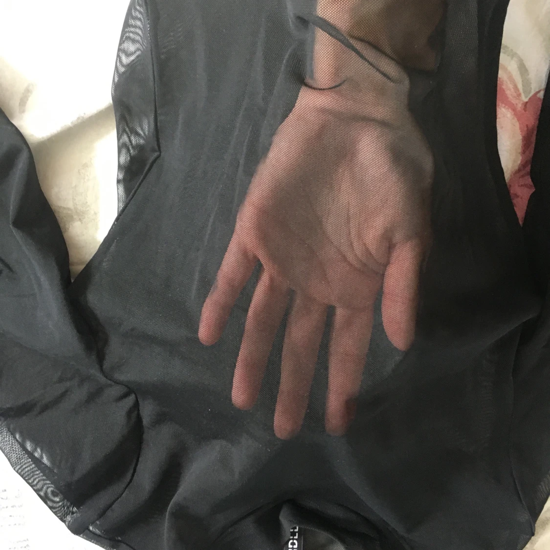 Svart långärmad genomskinlig tröja - 90