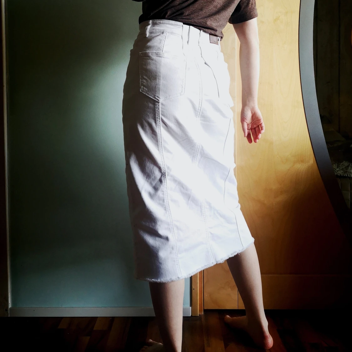 Lång vit jeanskjol - 90