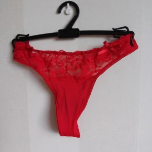  - Superfina string underkläder i rött som aldrig blivit använda. Med fina pärlor där bak 2 stycken stenar har åkt av men syns knappt. 