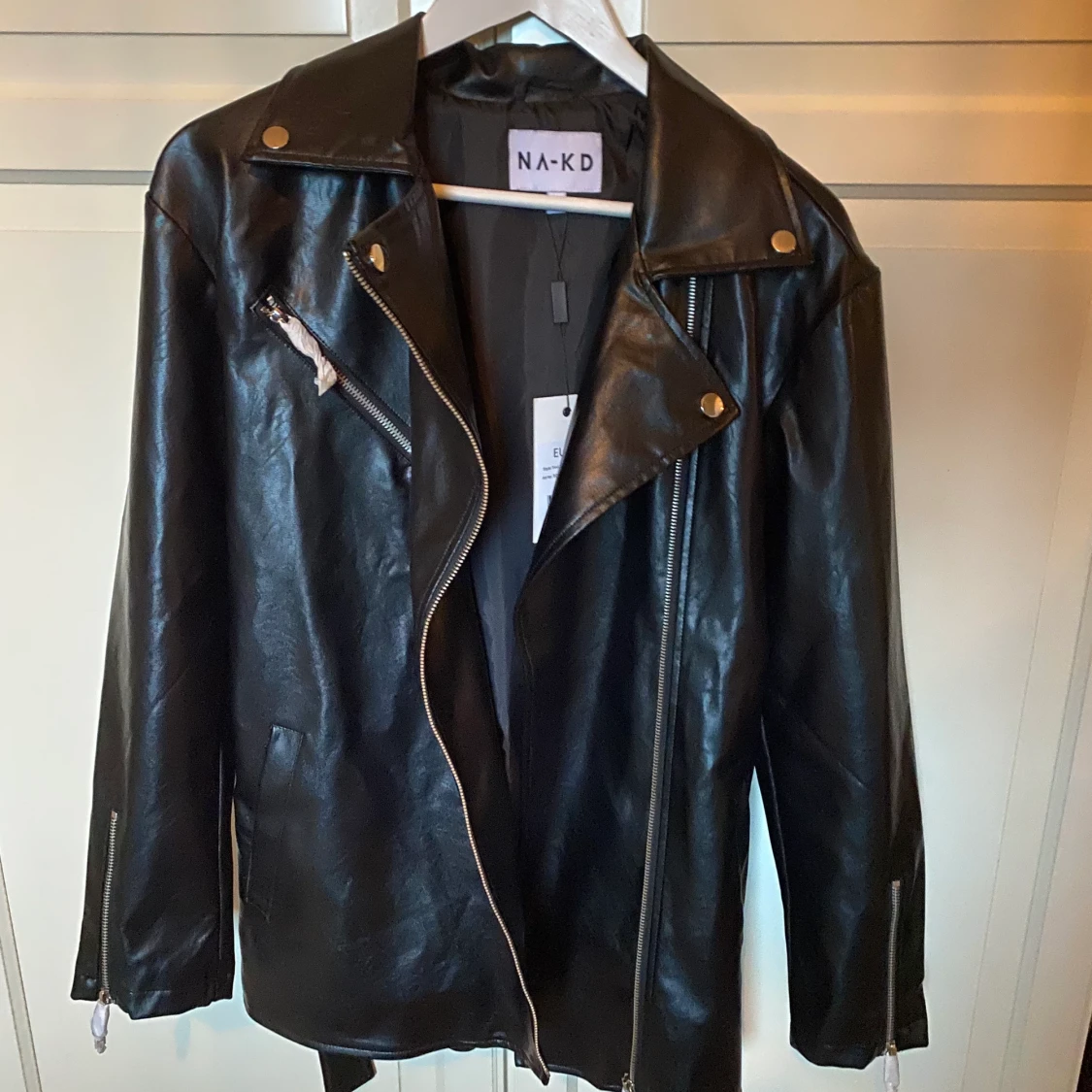 Tied waist PU leather jacket - 90