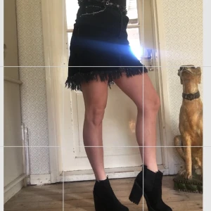 ZARA jeanskjol xs - Cool svart jeanskjol med fransar från ZARA trafaluc denim makers. Storlek xs men skulle säga att den även passar en s. Sparsamt använd så mycket fint skick!