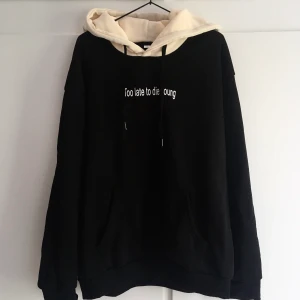 Hoodie med tryck - Snygg hoodie, skönt oversize med stor huva.  Aldrig använd. ✨🖤🌙  FRAKT INGÅR I PRISET 💞