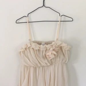  - Fin gräddvit klänning från Vila med fina detaljer 
✔️Justerbara och avtagbara axelband 
✔️dragkedja på sidan
✔️silikonband som håller klänningen uppe 

🗯 köparen står för frakten eller mötes upp i Stockholm 
