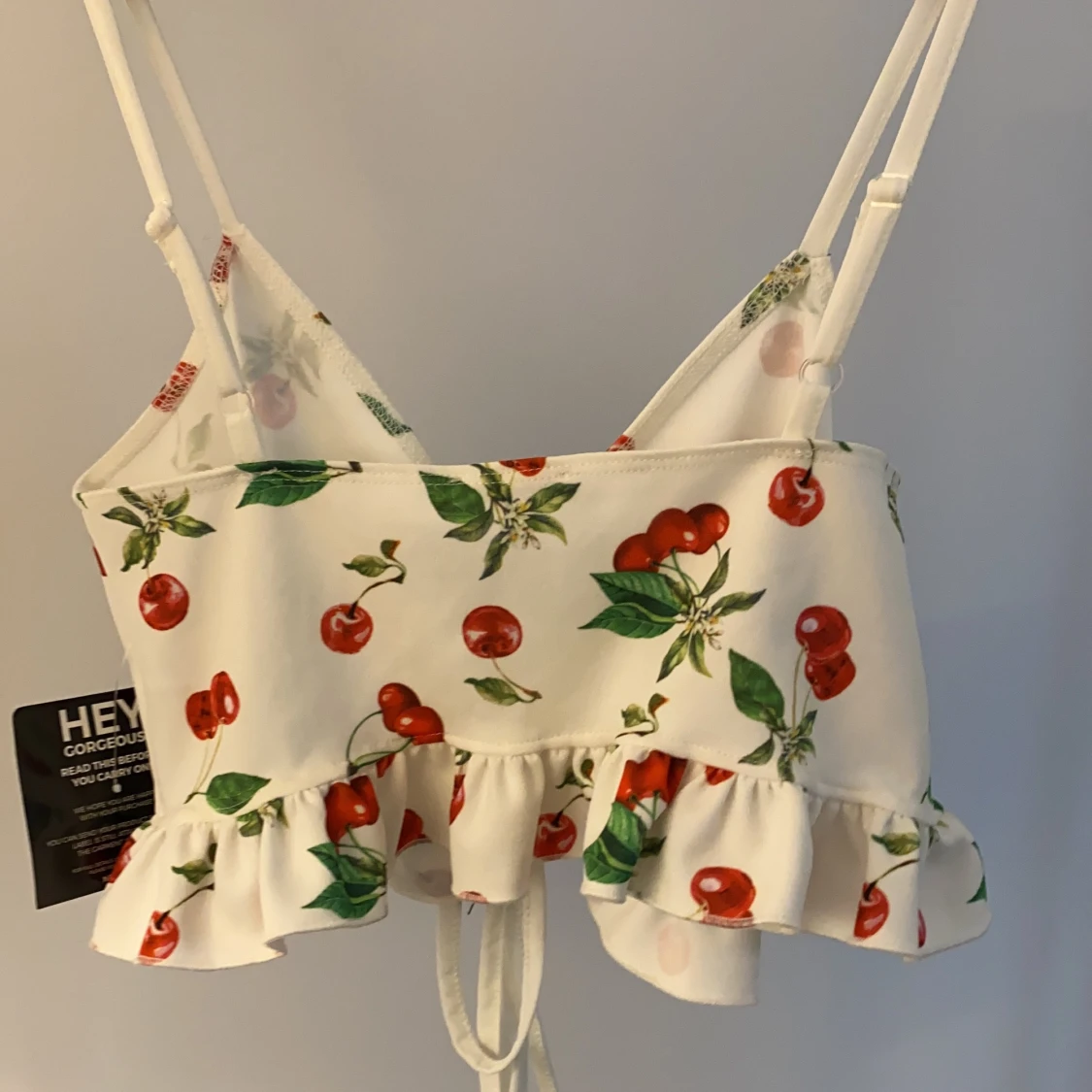 Lace upp cherry crop top - 90