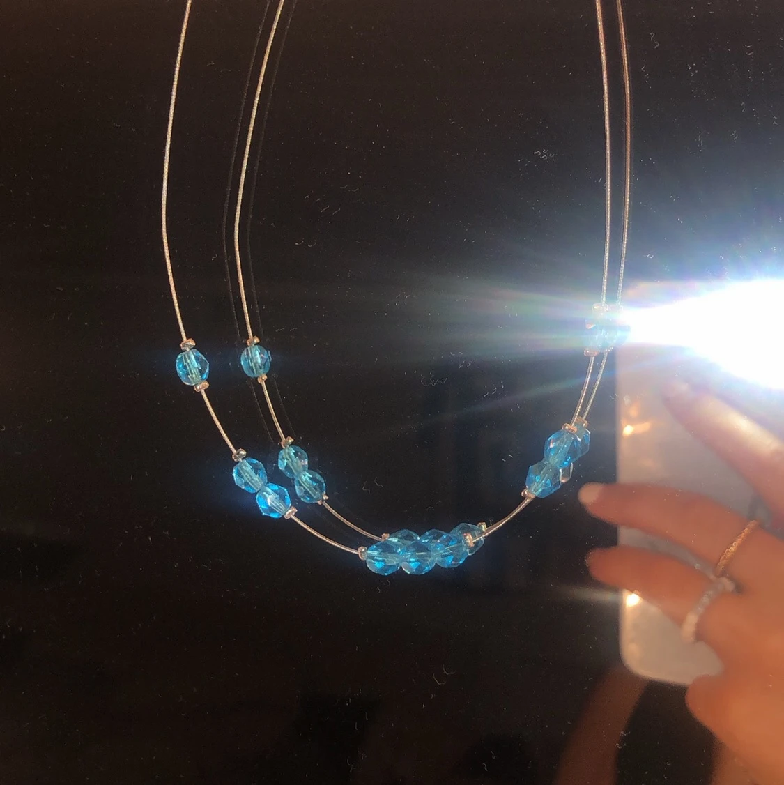 Blåpärl halsband  - 90