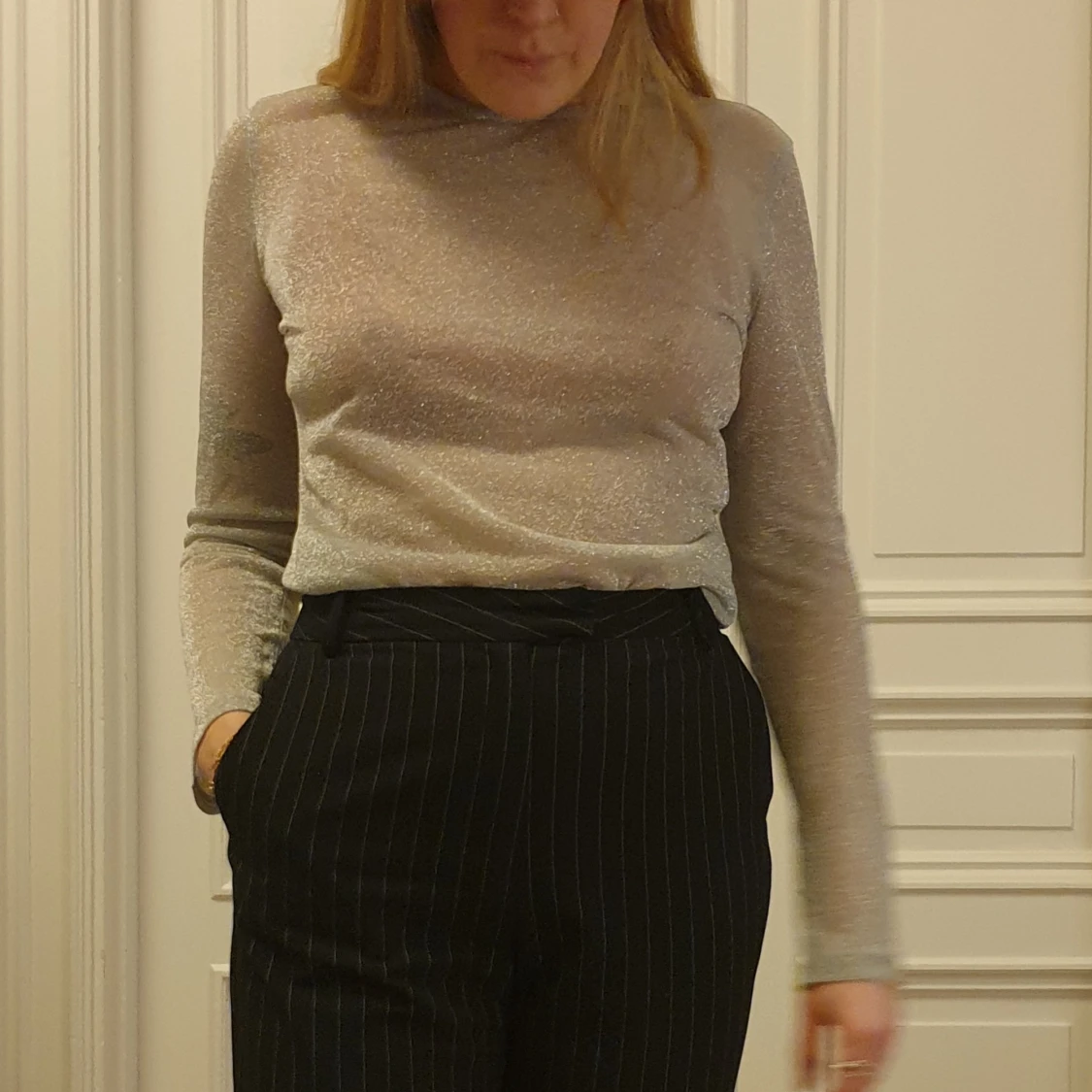 Glittrig genomskinlig topp - 90