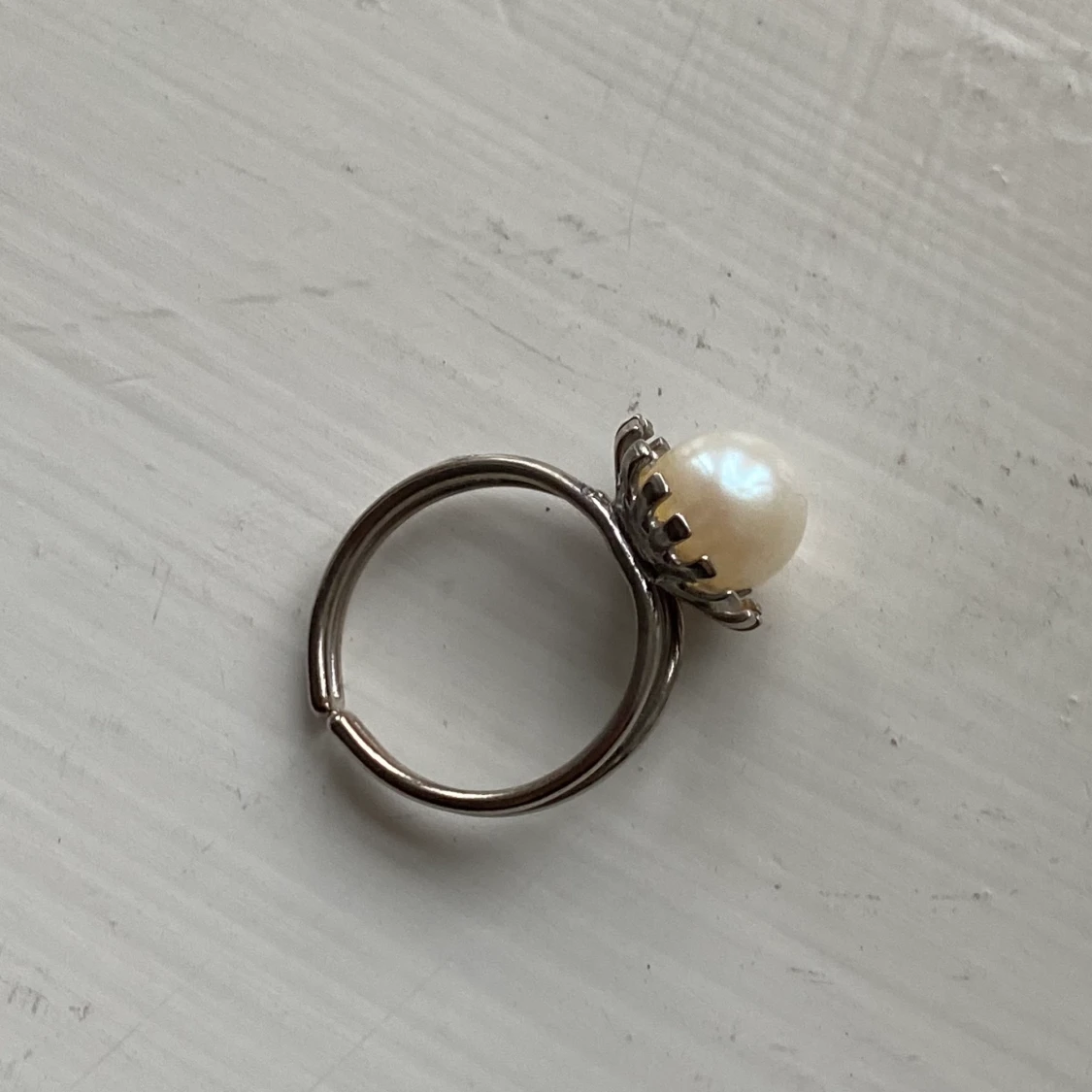 Silverring med stor pärla - 91