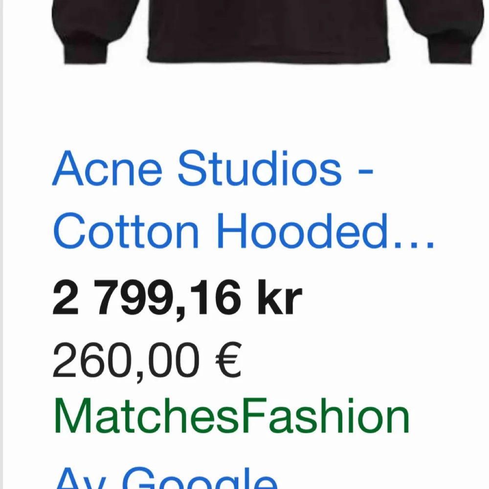 Acne studios hoodie, använd typ 4-5 ggr. Köpt på sotostore. Nypris 2799. Pris kan absolut diskuteras vid snabbt köp. Hoodies.