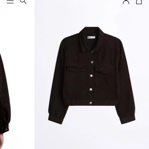 Jeansjacka - Svart jeansjacka med lite större puffärmar. Kort modell men ändå lite oversized. Skulle passa både M och S beroende på hur man vill att den ska sitta