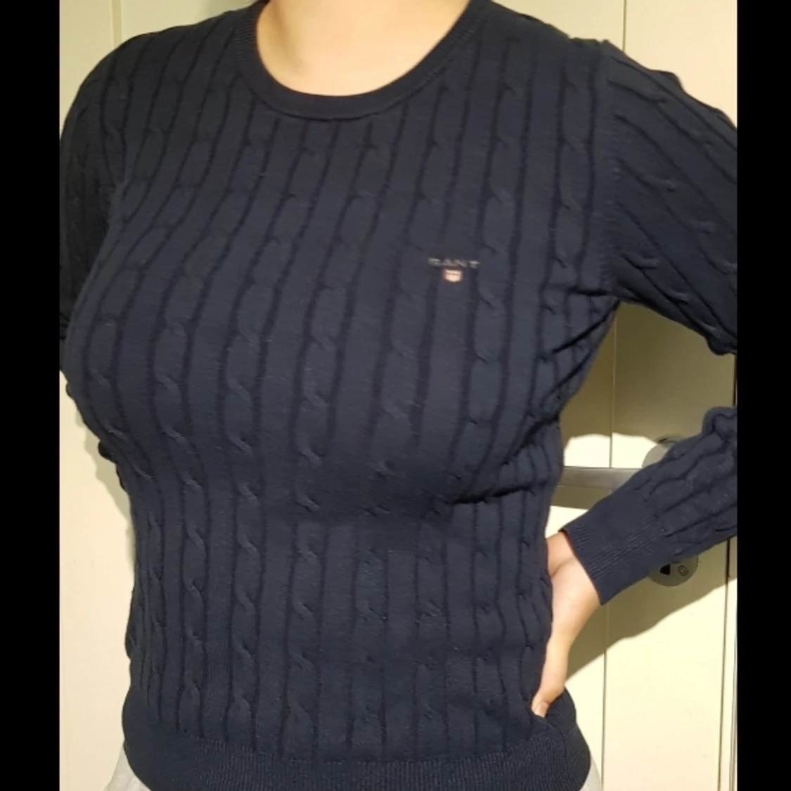 GANT kabelstickad marinblå tröja - 90