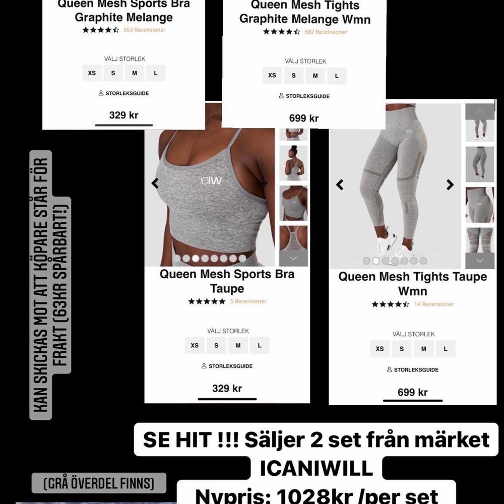 Säljer två stycken kompletta set från märket ICANIWILL. Använd ca 2-3 gånger så de är inget att anmärka på, utan i nyskick. Allt är i storlek L, men de är som en M i storlek. Nypris för ett komplett set: 1028kr Mitt pris för ett komplett set: 650kr Mitt pris för båda seten: 1200kr Kan också säljer separat: 500kr/per tights 250kr/ per överdel Kan skickas! Köpare står för frakt! Undrar ni över något så tveka inte på att skriva!!! 🌟😇. Huvtröjor & Träningströjor.