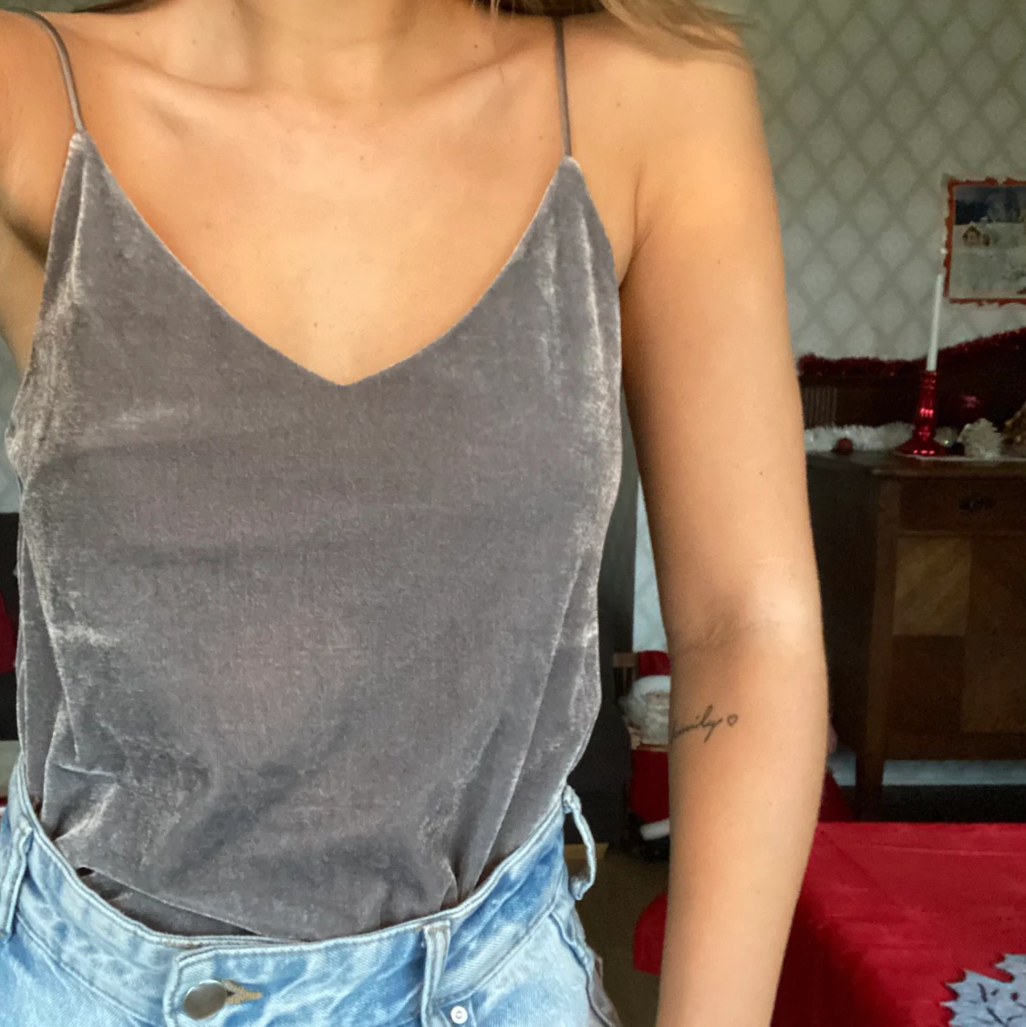 Silverfärgat linne - 90