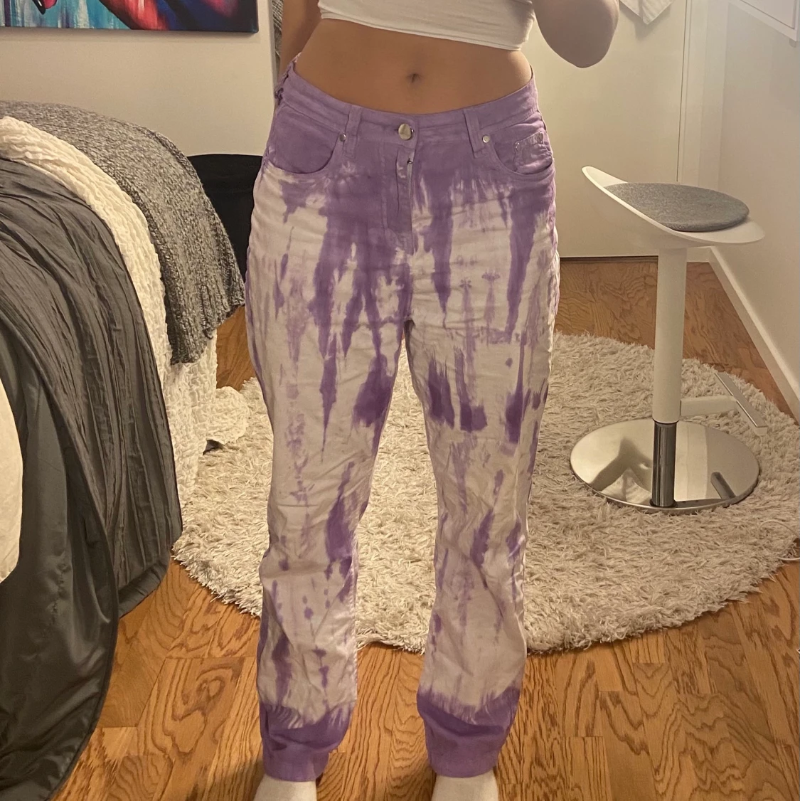 Lila/vita jeans - 90