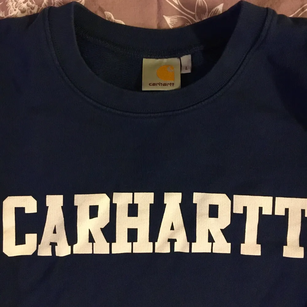 Snygg och skön blå tröja från Carhartt i bra skick. Strl L. 200 + frakt/porto. Tröjor & Koftor.