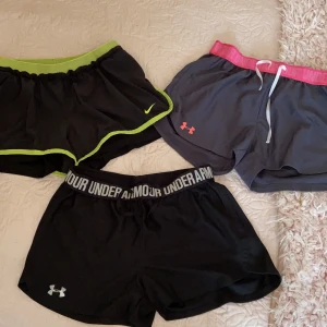 Nike, under armour  - Säljer mina tre shorts för 100kr styck eller alla tre för 250kr. Nike shortsen är i M men passar till nån som använder S och under armour är i S.  