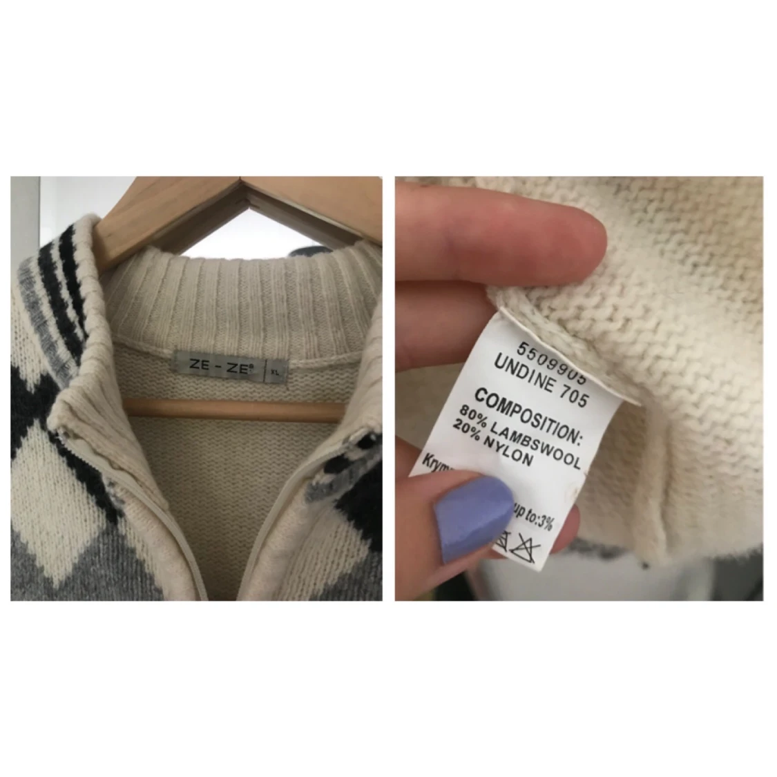 Rutig kofta i ull  - 90