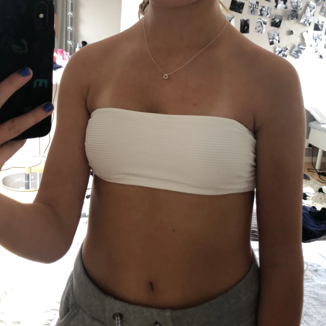 Vit ribbad justerbar bikini från HM - 91