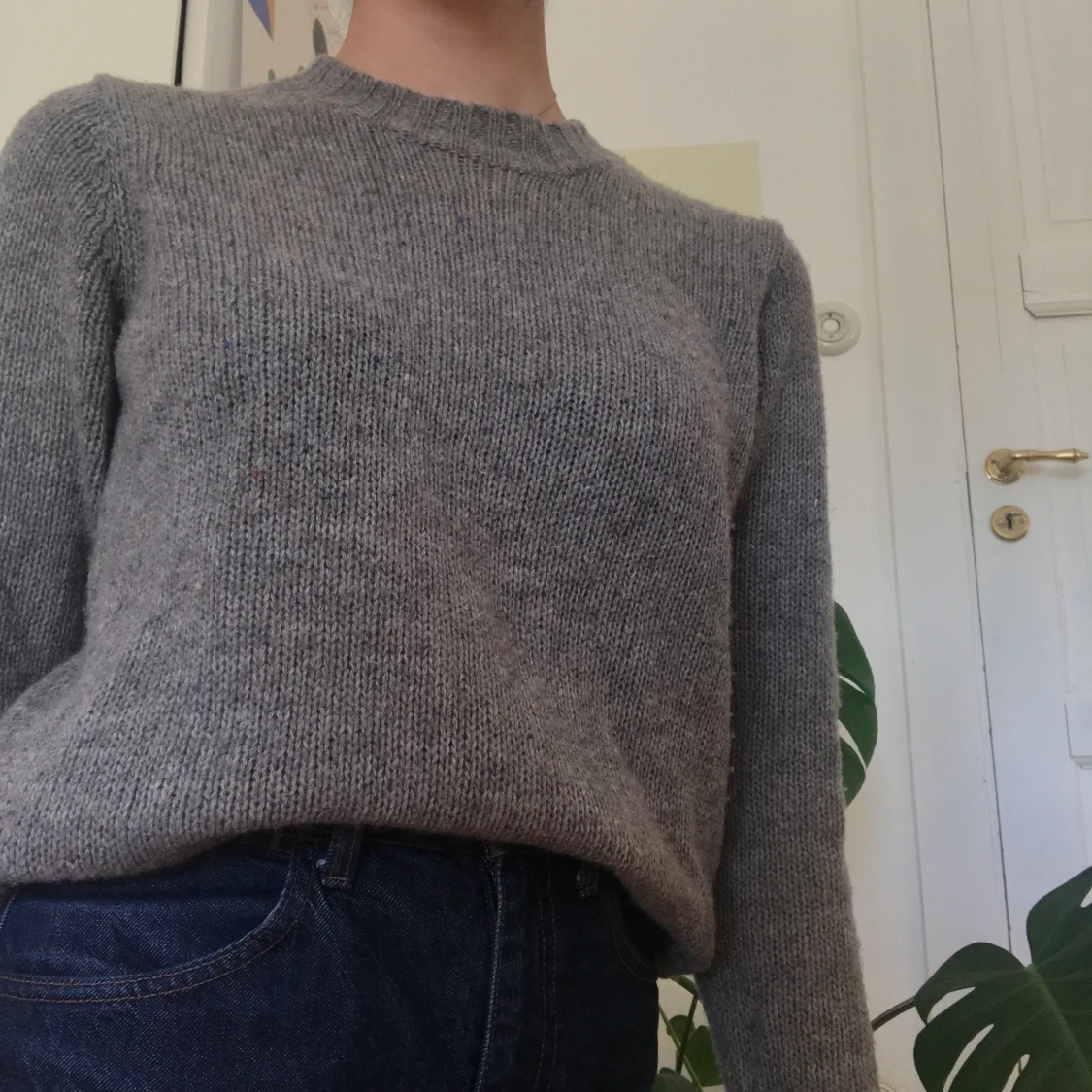 stickad grå tröja - 90