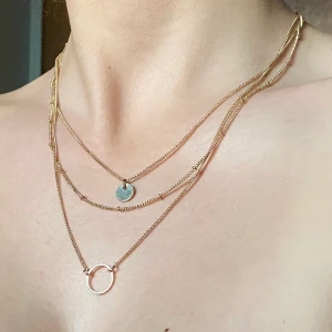 Guldhalsband - Guldhalsband med ringdetalj. Knappt använt dock så trasslar det lätt ihop sig, köpt för 100 kr💕