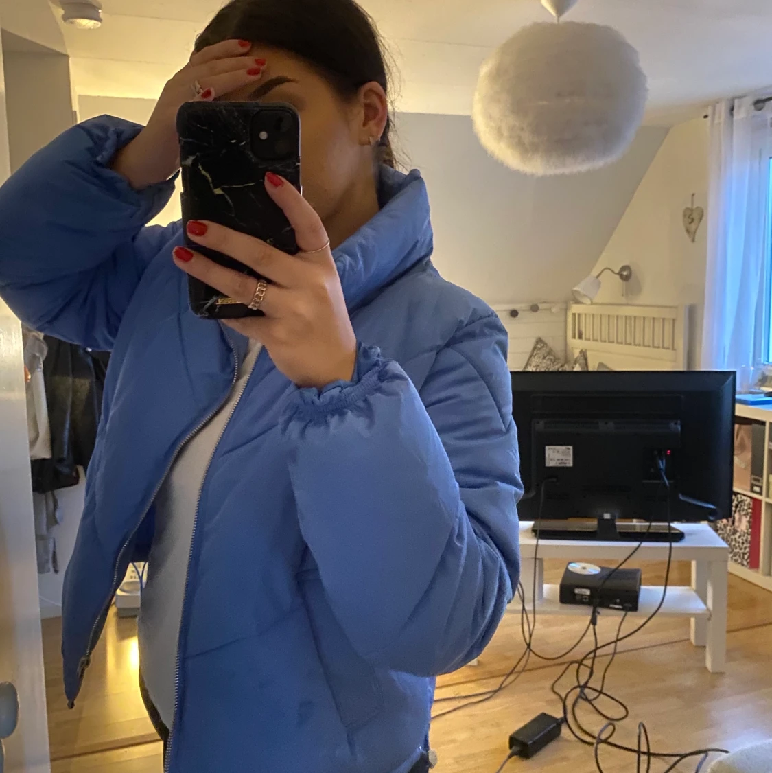 Blå pufferjacket
