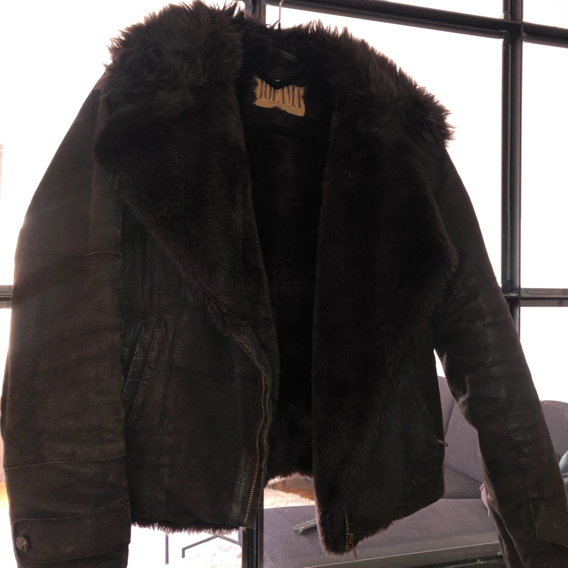 Jofama mörkbrun mocka/skinnjacka - 90