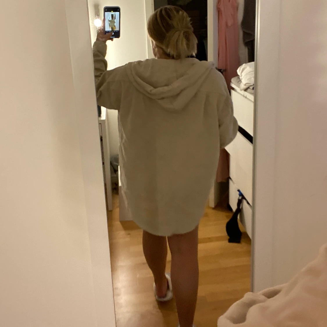 Oversized Manchester skjortjacka med luva - 90